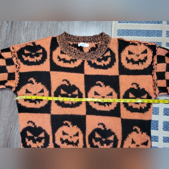 Talulah Oversized Acrylic Knit Jack o Lantern Pumpkin Halloween Sweater Viral SM - Picture 12 of 13
